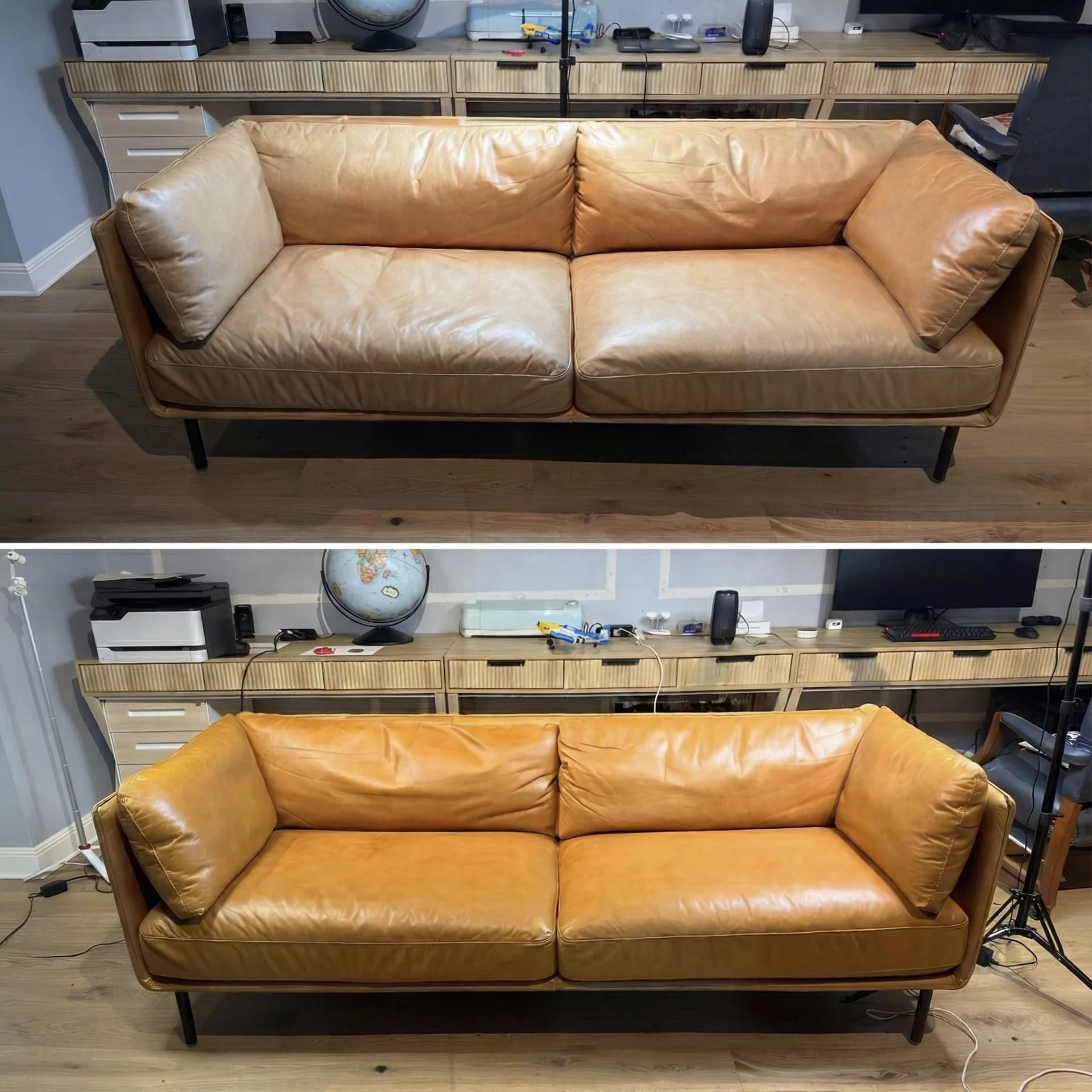 Leather Sofa Sun Fade & Color Restoration 1