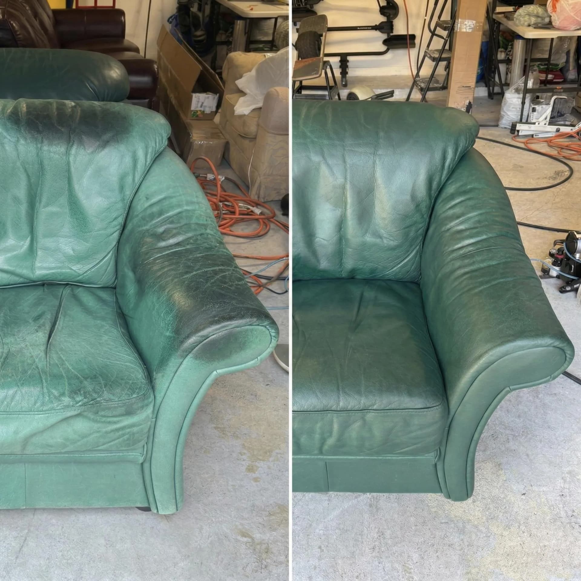 Leather Armchair Water Damage & Color Restoration 1