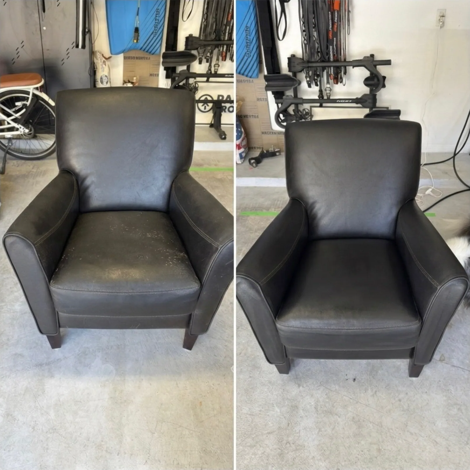 Leather Armchair Surface and Color Restoration