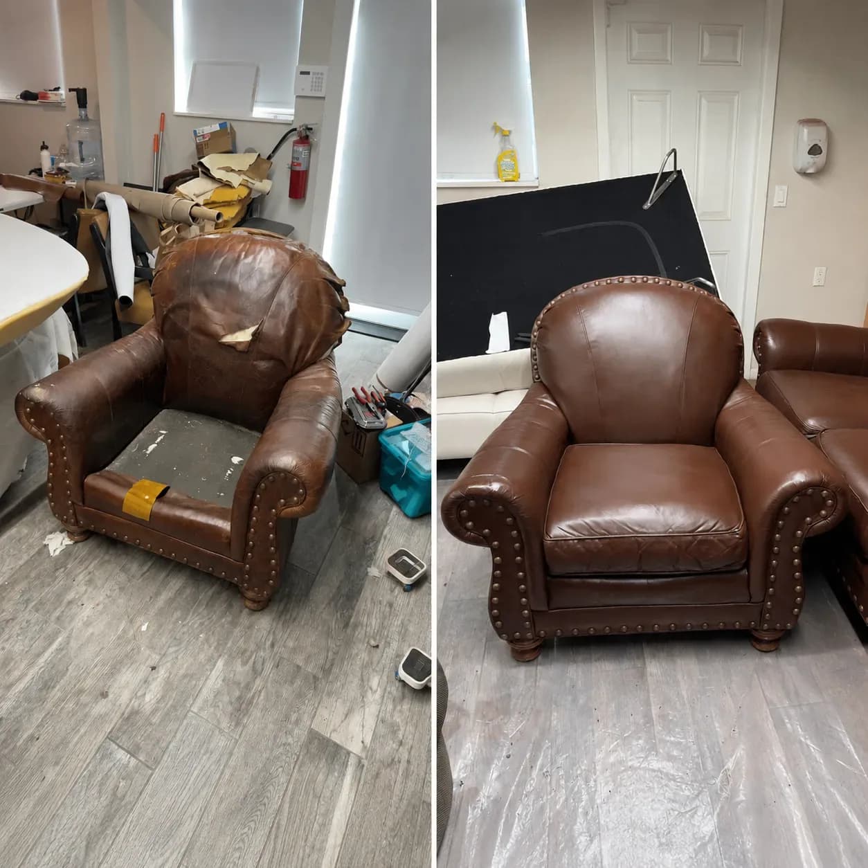 Leather Armchair Partial Reupholstery & Full Restoration