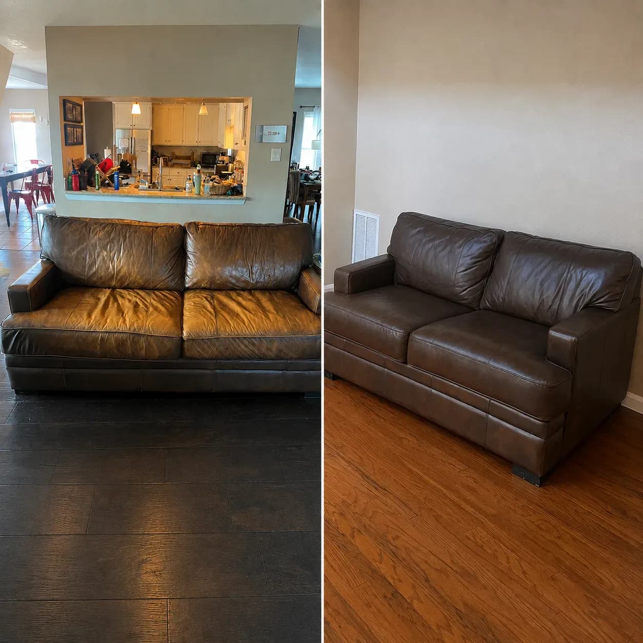 Leather Loveseat Reshaping & Full Restoration