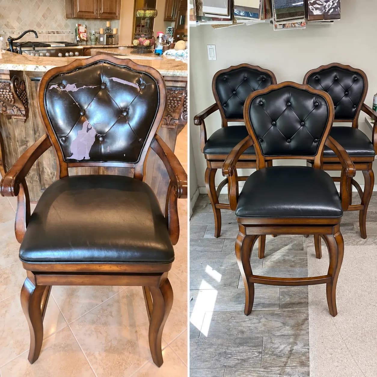 Vintage Bar Chair Backrest Reupholstery & Restoration