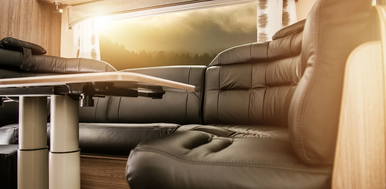 RV Upholstery Repair and Interior Restoration in Austin TX RV seating and interior upholstery undergoing repair, cushion rebuilding, and reupholstery in Austin TX