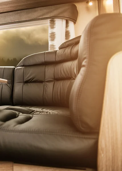 RV Upholstery Repair and Interior Restoration in Austin TX RV seating and interior upholstery undergoing repair, cushion rebuilding, and reupholstery in Austin TX